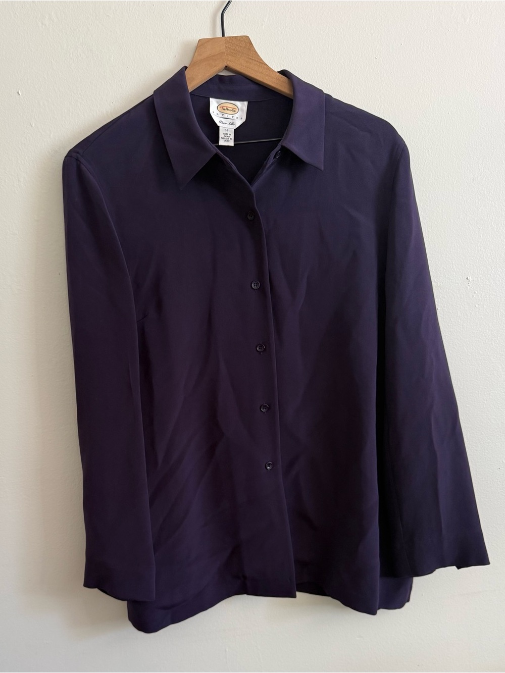 Talbots Dark Purple Button-Front Collared Shirt